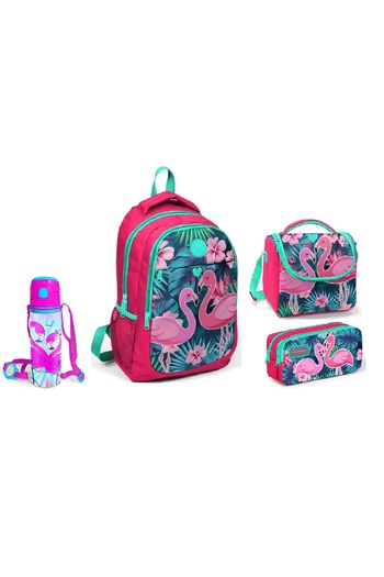 Coral High Flamingo Baskılı Beslenme Okul Çantası Kalemlik + Matara