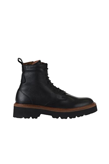Bueno Shoes Μαύρες Δερμάτινες Γυναικείες Μπότες - Flat Model 01wv9901