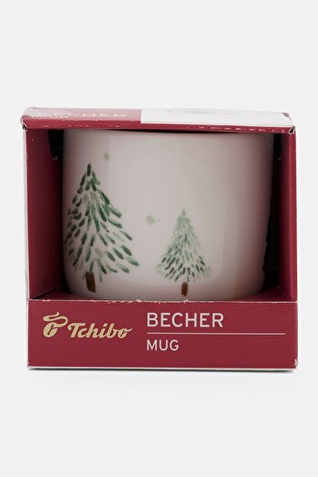 Tchibo Becher Graphic Printed Mug, White Combo