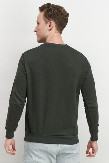 Baldinini Men Crew Neck Long Sleeve Brand Logo Sweatshirt, Green