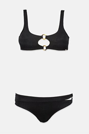 XOXO Women Padded Solid Bikini Set, Black