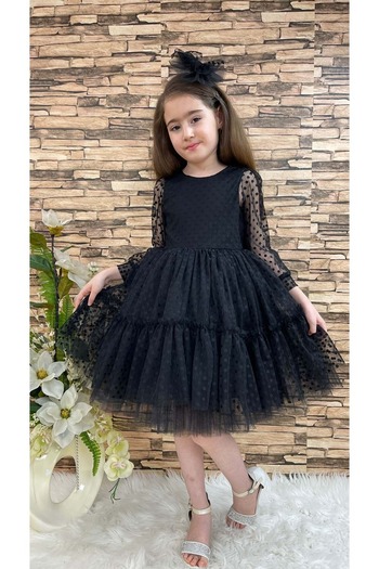 Mnk Black Lace Buckle Girl's Dress - 0306 Princess Katkat
