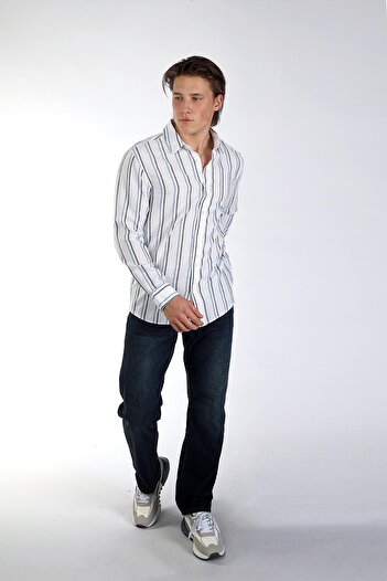 Lee Cooper Ανδρικό υφαντό πουκάμισο Jacob Navy Blue