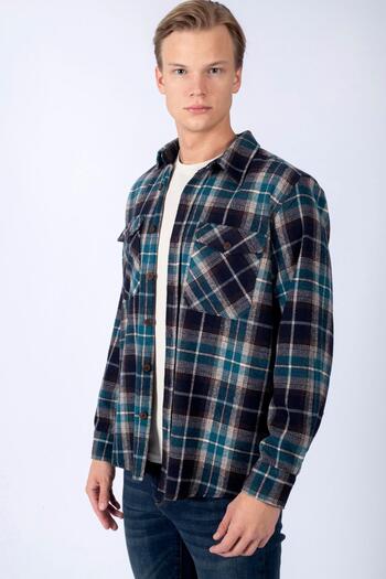 Lee Cooper Ανδρικό πουκάμισο με υφαντό μπλουζάκι U.S. Board σε στυλ καφέ-βενζίνης