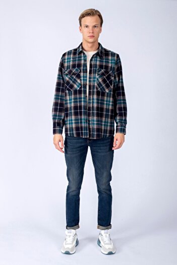Lee Cooper Ανδρικό πουκάμισο με υφαντό μπλουζάκι U.S. Board σε στυλ καφέ-βενζίνης