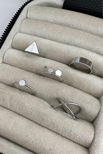 Modex Silver Color Multiple Ring Set