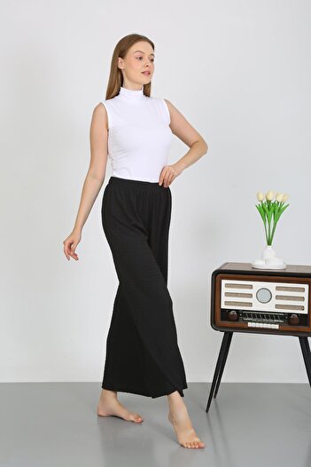 Akbeniz Black Light-Stretchy Women's Trousers 210074   - Bürümcük Fabric