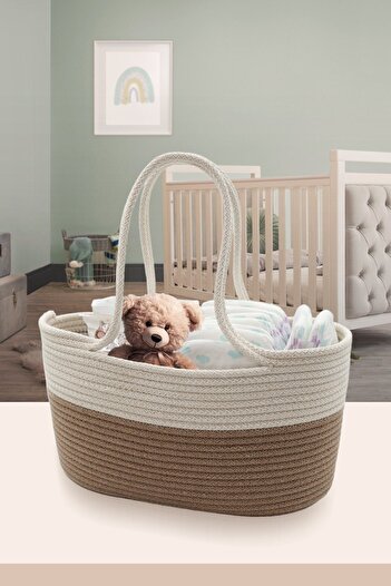 JASPER Beige Jute Rope Baby Care Bag and Organizer