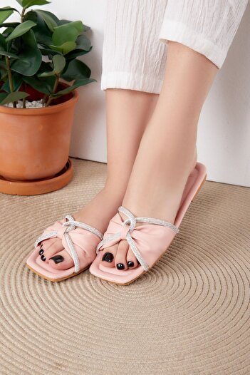 TOFİSA Pink Stone Detailed Women's Slippers - 25543