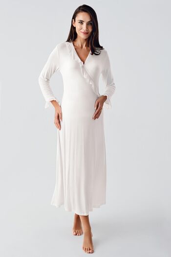Artış Flexible Viscous Maternity Dressing Gown and Nightgown Set - Long Chiffon Sleeves