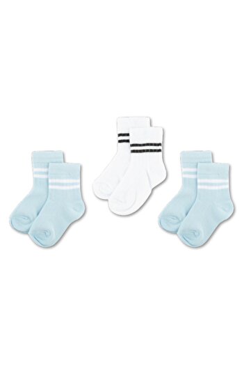 Novibaby Детски чорапи унисекс от 3 части - бели, черни, розови, памучни ученически чорапи
