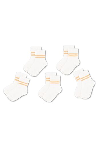 Novibaby 5-Piece Unisex Children's Socks - White, Black, Pink, Cotton School Socks