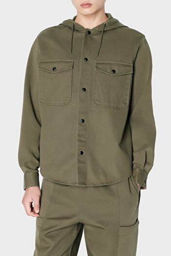 Armani Exchange Cotton Relaxed Fit Double Pocket Hooded Shirt Men's SHIRT 6RZCL1 Z196Z 1784