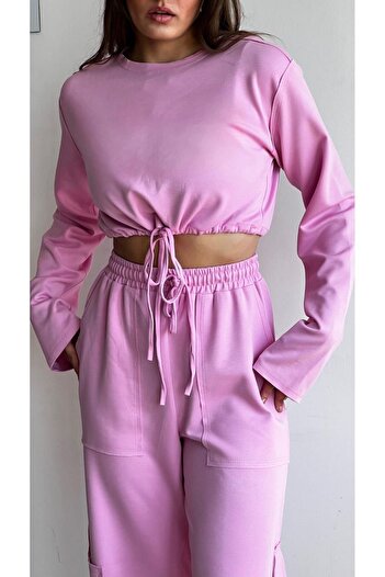 MaSoMi Pembe Crop Eşofman Takımı