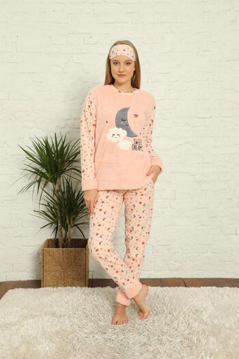 Akbeniz Γυναικείο σετ πιτζάμες με μανσέτες Welsoft Fleece 8436