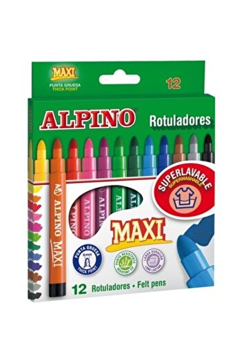 Alpıno Alpino Maxi Felt Tip Pen Jumbo Felt Tip Pen 12 Colors Pack of 12