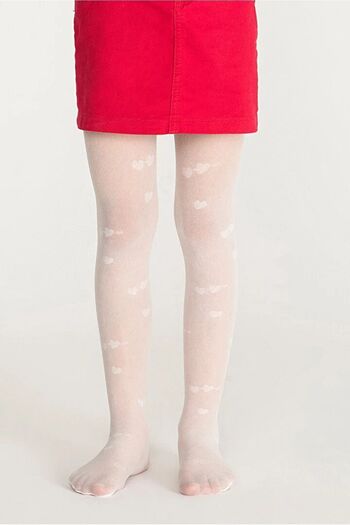 Penti Pretty Twin Hearts Vanilla Pattern Thin Pantyhose