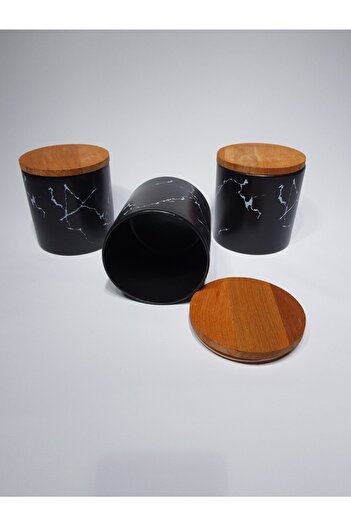 GULHANILE Spice Set 12 cm 3 Pieces Marble Pattern Black
