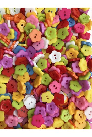 Trendhobievim Plastic Colorful FLOWER Button 50 Pieces 12 mm