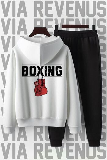 Vordevia Boxing Printed Unisex Wide Fit Soft Fabric Hooded Tracksuit Set
