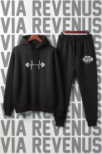 Vordevia Σετ φόρμας με κουκούλα Gym Life Printed Unisex Wide Fit από μαλακό ύφασμα