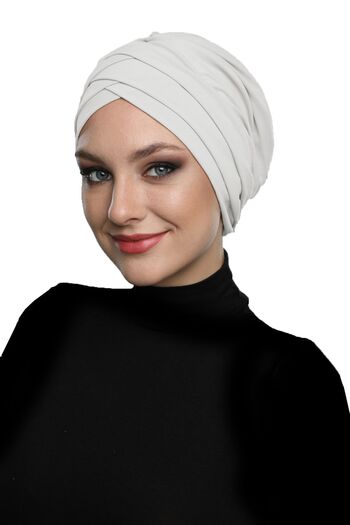 fidan bone Καπάκι πισίνας Hijab Turban Ready Cream με τρεις ρίγες