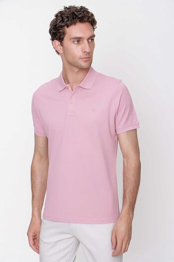Morven Men's Powder Basic Plain 100% Cotton Slim Fit Slim Fit Short Sleeve Polo Collar T-Shirt
