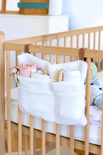 HAMUR Practical Hanging Organizer Baby Stroller Crib Edge Wellsoft Organizer White