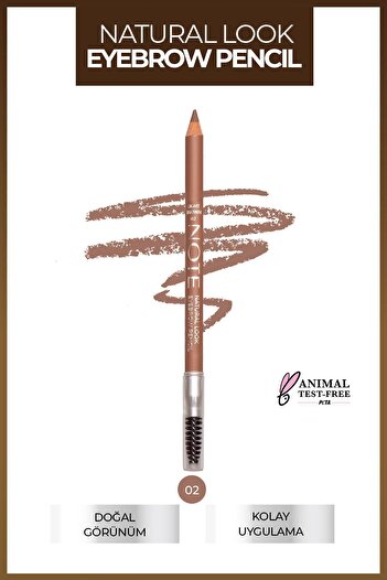 NOTE Natural Eyebrow Pencil Waterproof Çift Taraflı Suya Dayanıklı Kaş Kalemi 02 Light Brown - Açık Kahve
