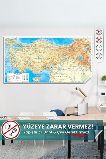 Pi Papers Turkey Physical Map, Magic Smart Paper That Does Not Hurt the Surface and Does Not Hold Adhesive, Map