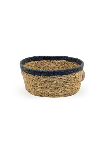 sever ithalat Beige Colored Rustic Basket - Oval Shaped Decorative Basket Knitted from Natural Materials