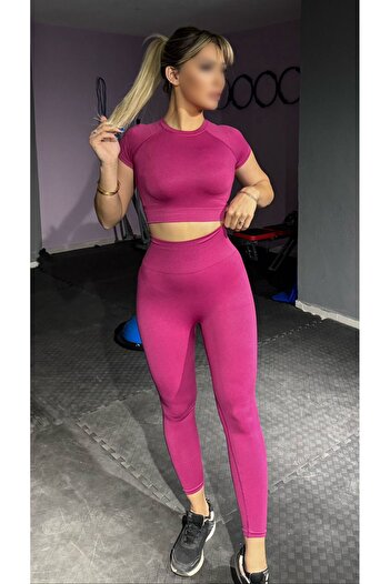 Zeynos Giyim Kısa Kol Spor Seamless Tayt Takımı