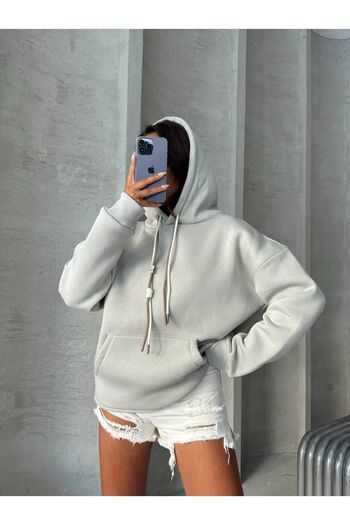 İLKCET MODA Lace Detail Oversize Women's Sweatshirt