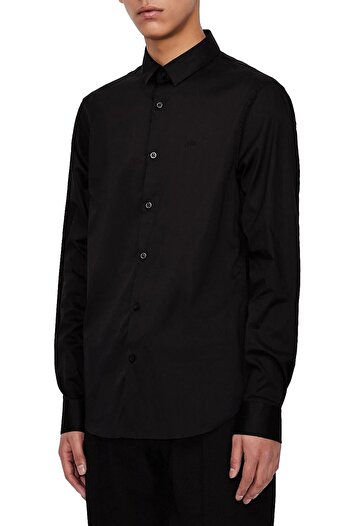 Armani Exchange Black Cotton Men's Long Sleeve Shirt