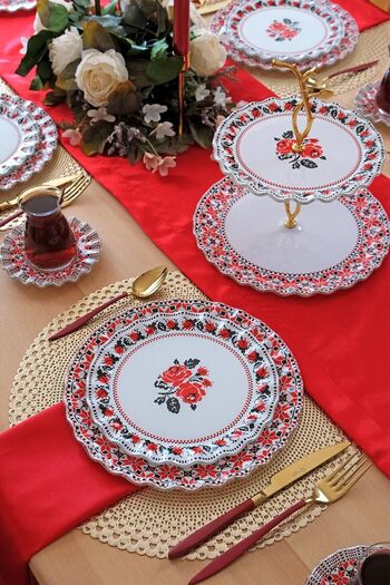 Glore Carmine 6-Person Glass Cake Tea Serving Set - 33 Pieces