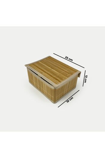 sever ithalat Minimalist Design - Natural Bamboo Square Storage Basket, Fashionable and Convenient with Braided Edges