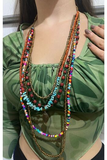 azra takı tasarım Handmade Authentic Ethnic Bohemian Hippie Style Long Multiple Women's Necklace