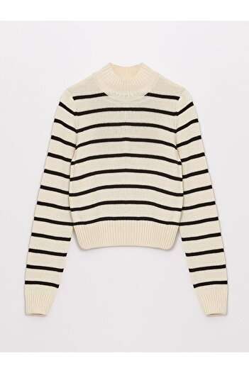 LC Waikiki Lcw Half Turtleneck Striped Long Sleeve Women's Knitwear Sweater