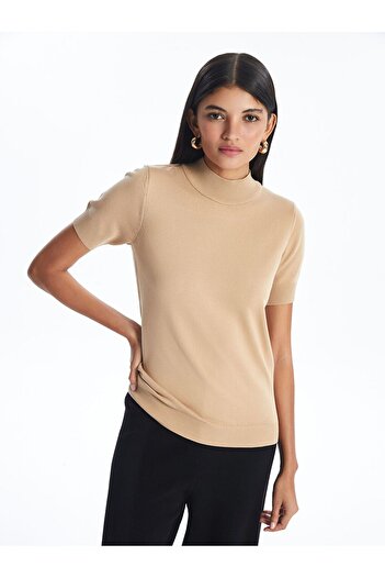 LC Waikiki LCW Modest Pulover cu mânecă scurtă, cu guler ridicat, pentru femei (W4)
