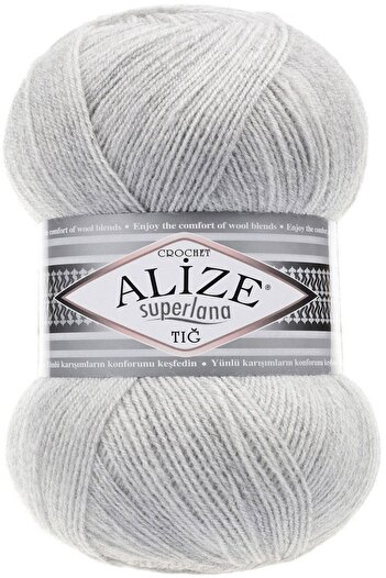 Alize Superlana Gray Melange Crochet Hand Knitted - Light Thread, Model 208