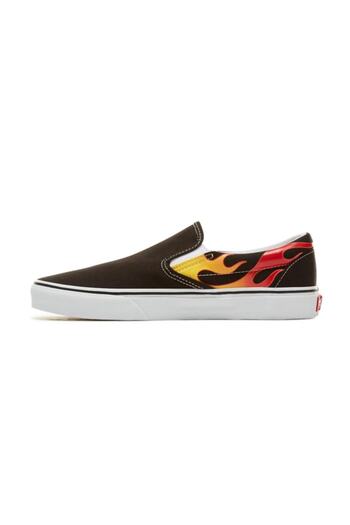 Vans Ua Classic Slip-on (flame) Black/black/true White Unisex Spor Ayakkabısı