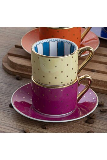 Kosova Kosava Set of 6 Porcelain Coffee Cups elite (coloured-dotted)