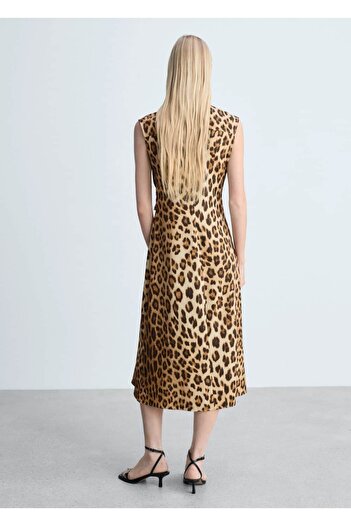 MANGO Woman Leopar desenli gömlek elbise