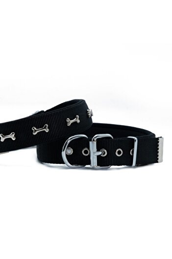 SAVEX Doggie Comfort Woven Bone Collar Black 3.0*47-55 cm (Dsbt-3062 L)