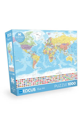 Blue Focus 1000 Parça Puzzle World Map (DÜNYA HARİTASI)