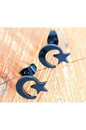 Monalisa Home Steel Double Crescent Star Figured Unisex Earrings