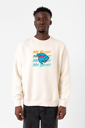 Tshirthane Світшот Mr Beast Lettern Ekru Erkek 2ip