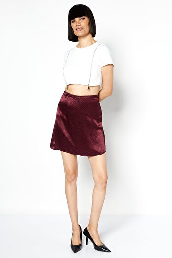 Tommy Jeans Women Allover Print Mini Skirt, Maroon