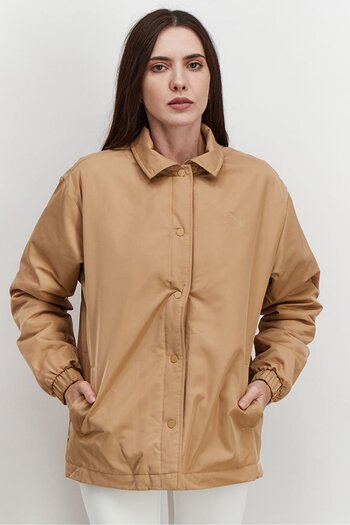 Puma Women Sportswear Fit Long Sleeve Classic Coach Jacket, Tan