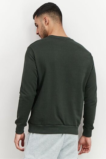Baldinini Men Crew Neck Graphic Print Long Sleeves Sweatshirt, Green and White